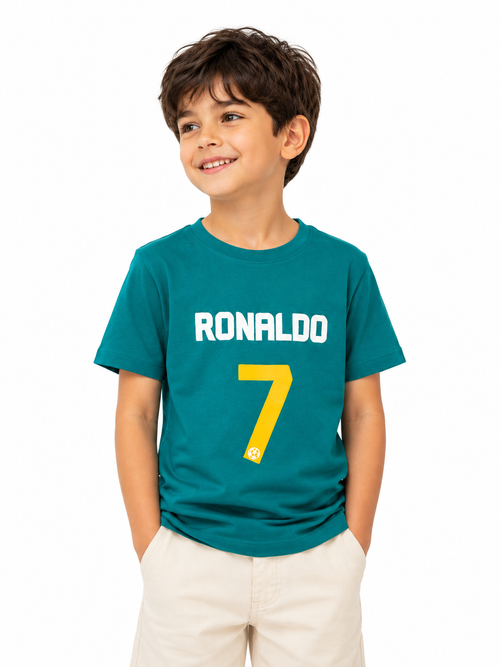 Minnie Miner Kids Ronaldo 7 Graphic T-Shirt – Teal Green