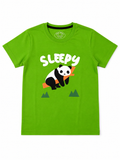 Minnie Miner Kids Sleepy Panda Graphic T-Shirt – Lime Green