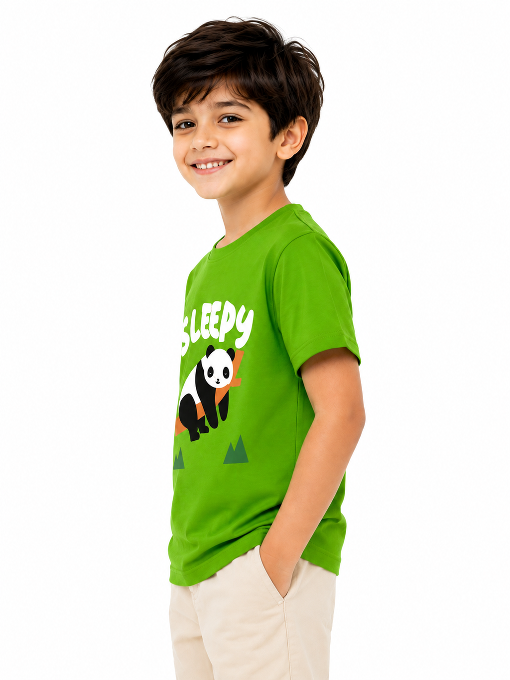 Minnie Miner Kids Sleepy Panda Graphic T-Shirt – Lime Green
