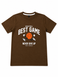Threads Mark Kids Basketball "Best Game" Graphic Cotton T-Shirt – Brown