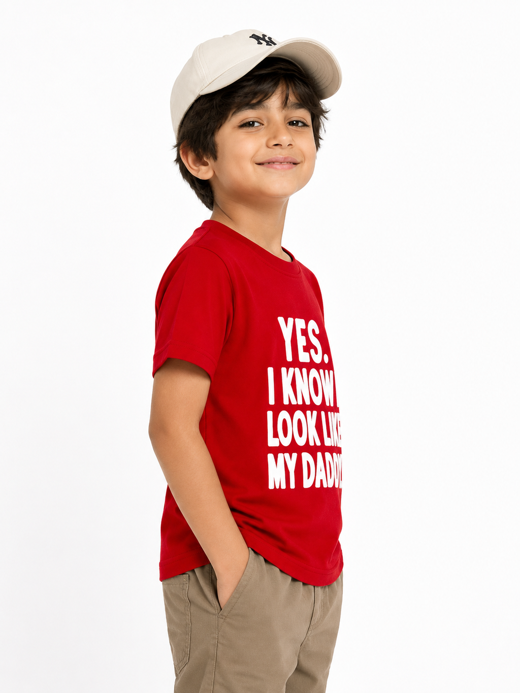 Threads Mark Kids "Yes, I Know I Look Like My Daddy" Graphic Cotton T-Shirt – Red