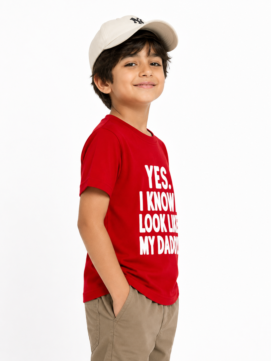 Threads Mark Kids "Yes, I Know I Look Like My Daddy" Graphic Cotton T-Shirt – Red