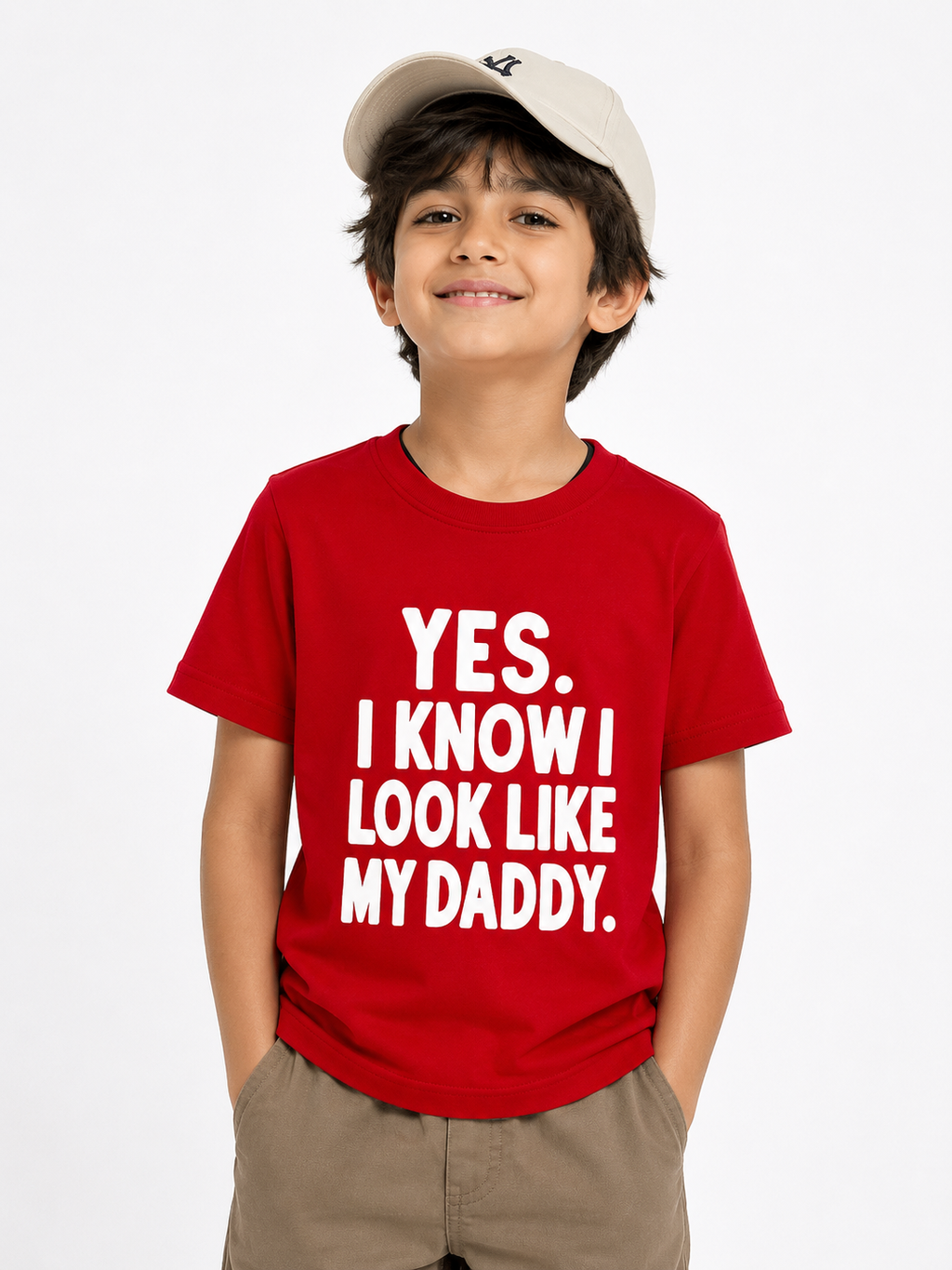 Threads Mark Kids "Yes, I Know I Look Like My Daddy" Graphic Cotton T-Shirt – Red