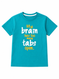 Threads Mark Kids "My Brain Has Too Many Tabs Open" Graphic Cotton T-Shirt – Turquoise Blue