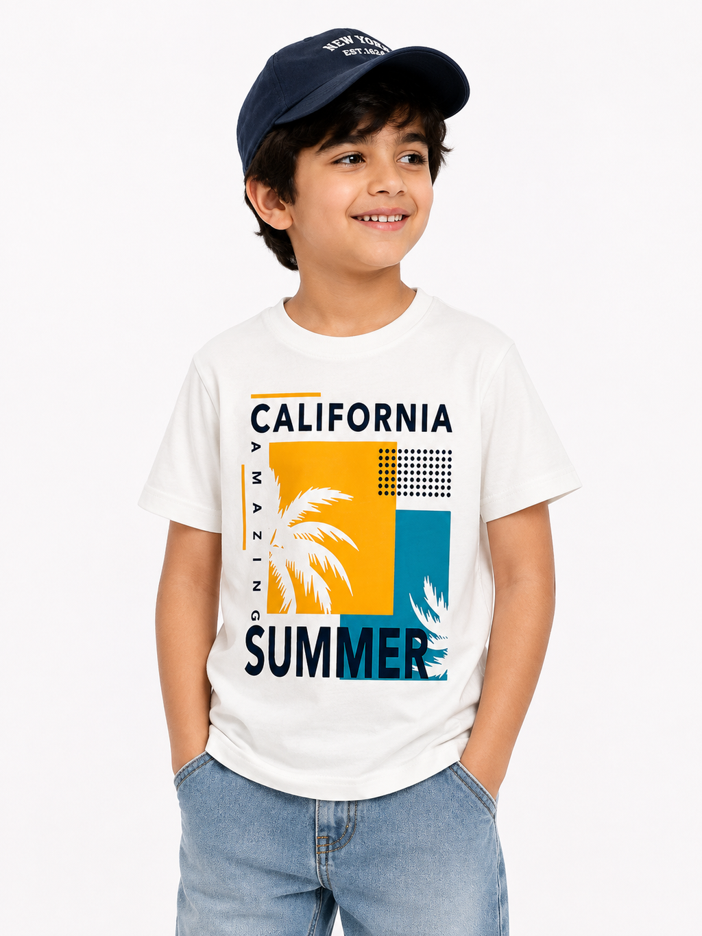 Threads Mark Kids California Summer Graphic Cotton T-Shirt – White