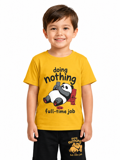Doing Nothing Panda Graphic T-Shirt for Boys