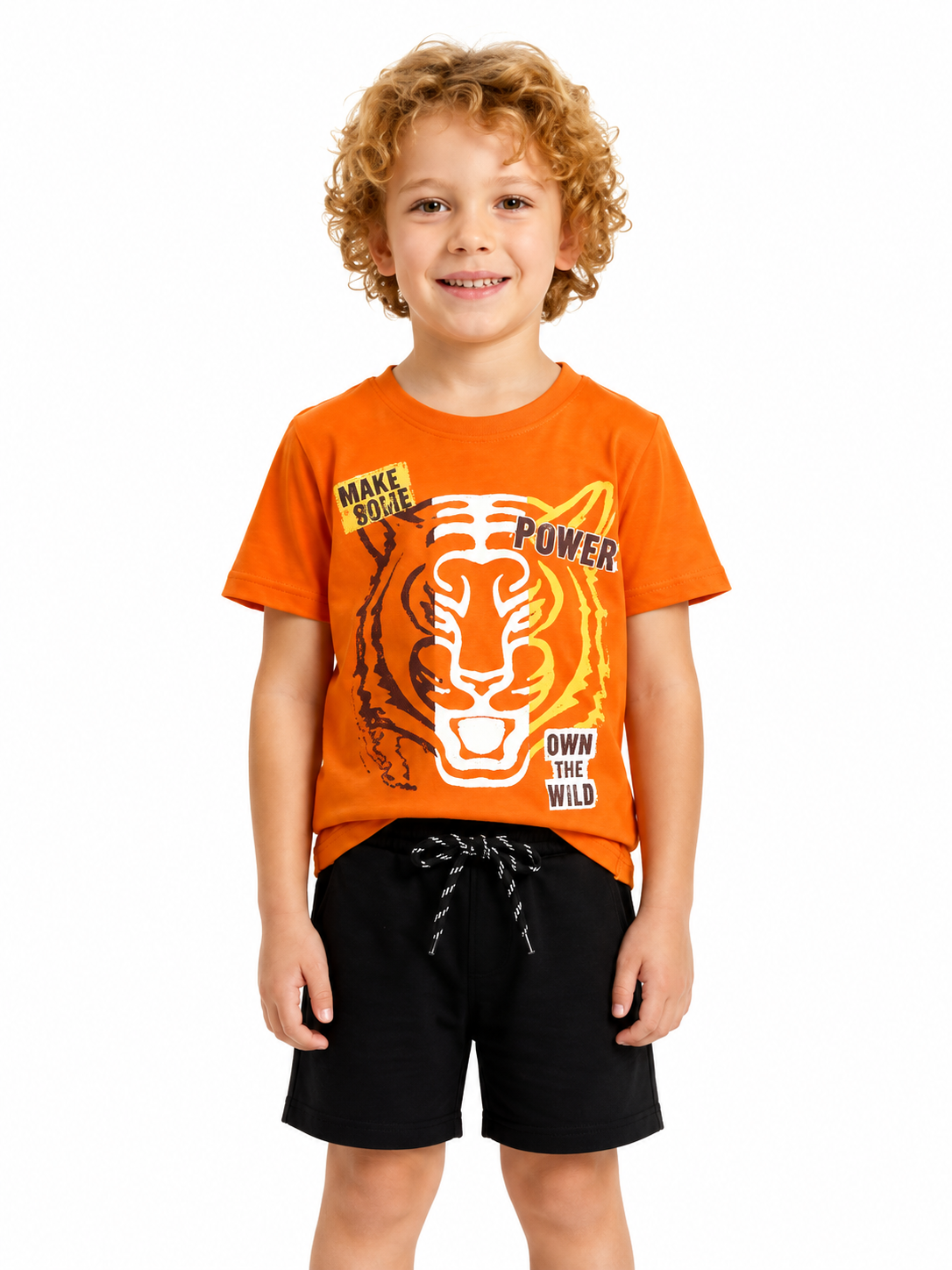 Wild Tiger Graphic T-Shirt & Shorts Co-Ord Set for Boys