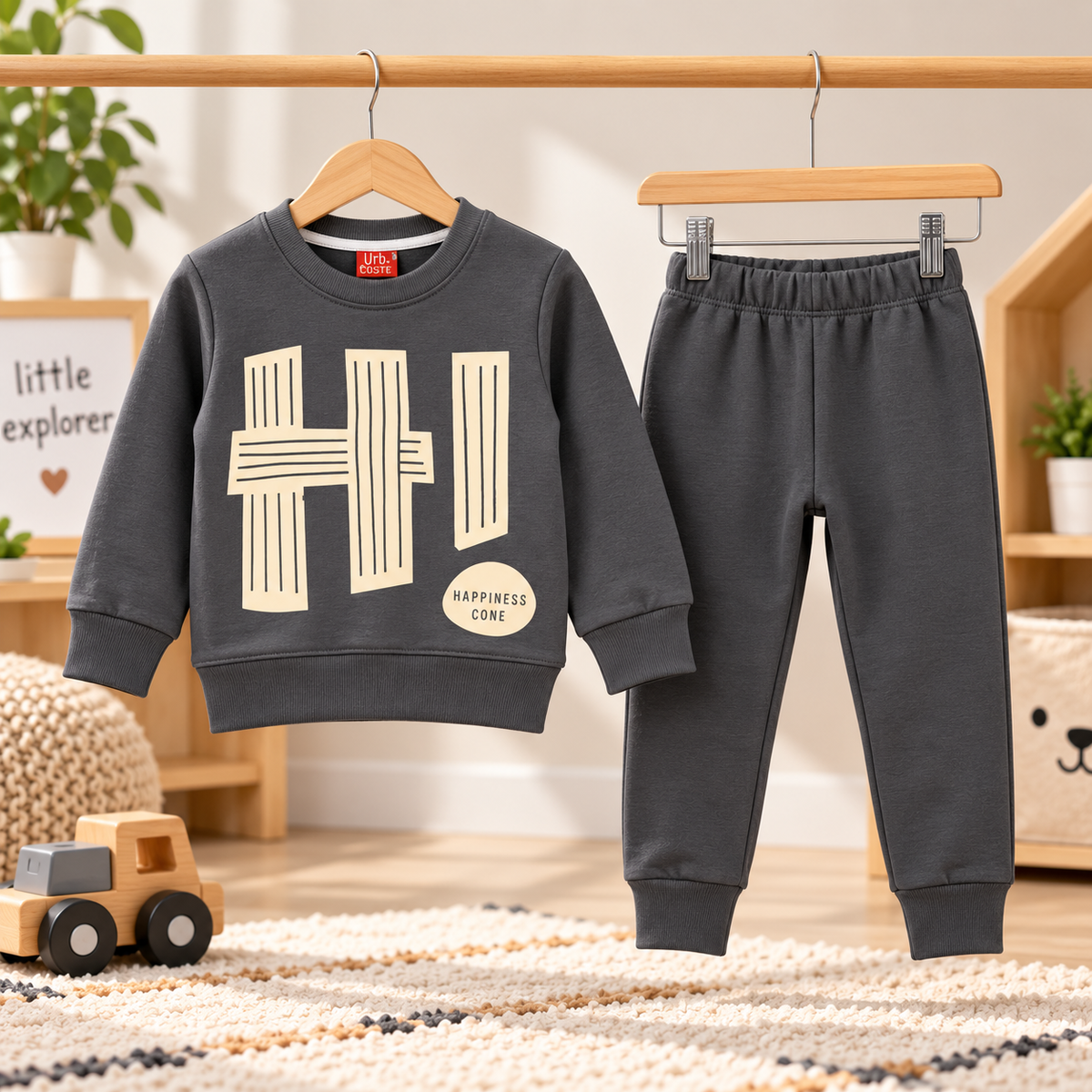 Kids’ Charcoal Grey Sweatshirt & Jogger Set | Cozy Winter 2-Piece Outfit