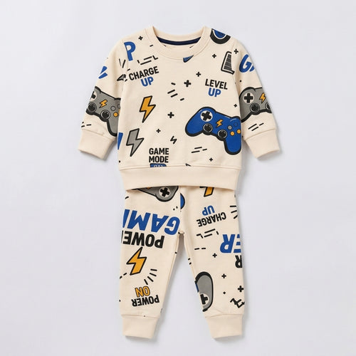 Kids Gaming Print Sweatshirt & Jogger Set | 2-Piece Game Mode Outfit